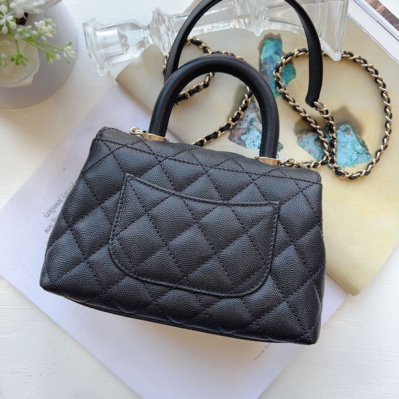 Chanel Mini Flap Bag With Top Handle Caviar & Gold-Tone Metal Black - Picture 2 of 12